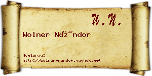 Wolner Nándor névjegykártya